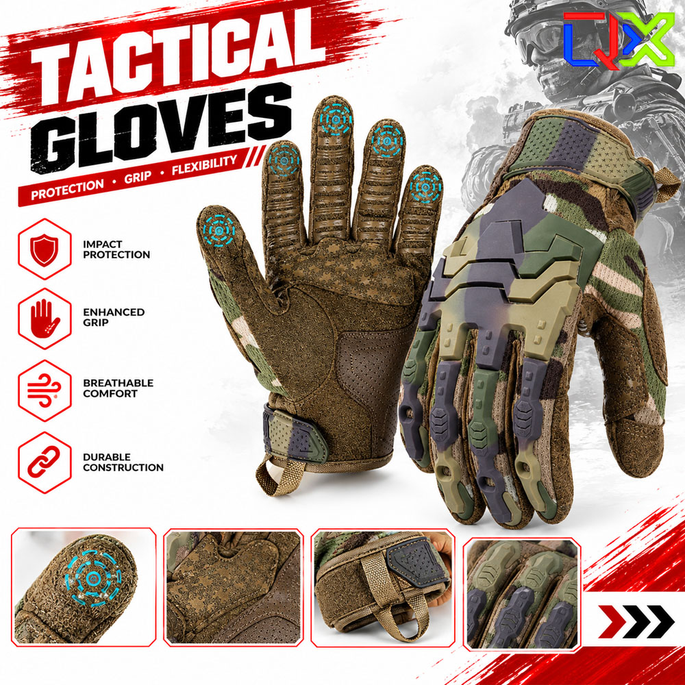 Work Glove Impact - Тактические перчатки QX с сенсорным экраном,